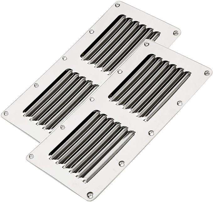 Amarine Made Stainless Steel Stamped Louvered Vent - Rectangular Marine Vents 4-1/2" X 9" - 07723S