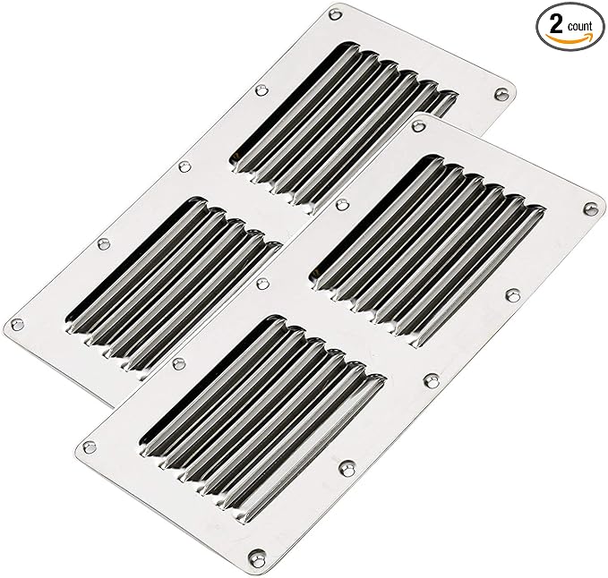 Amarine Made Stainless Steel Stamped Louvered Vent - Rectangular Marine Vents 4-1/2" X 9" - 07723S