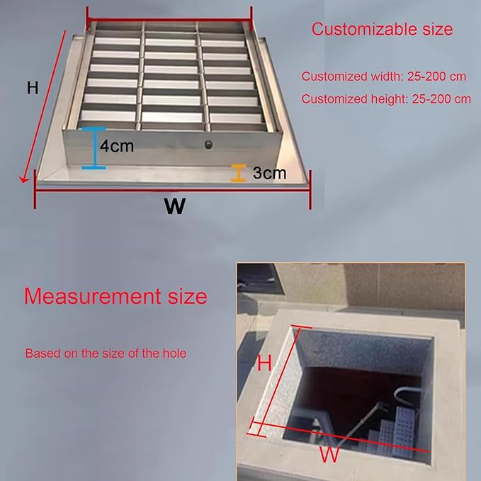 Return Air Grill, Stainless Steel Ventilation Grille, Indoor Outdoor Air Diffuser, Can Be Opened 90° Louver Gable Vent for Bathroom Houses(65x80cm/25.6x31.5in)