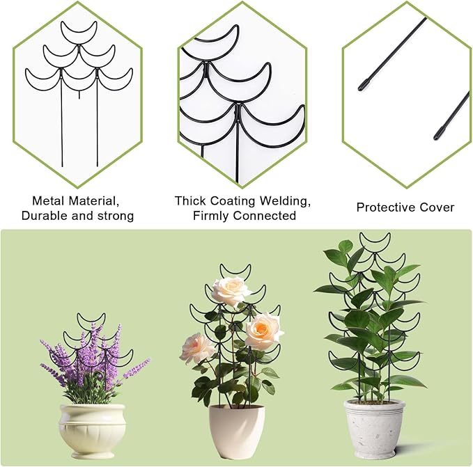 Yhtpouqe 4 Pack Metal Plant Trellis for Climbing Plants Outdoor/Indoor - Sturdy Garden Trellis for Potted Plants, Rustproof Plant Suppor Stakes for Vine Ivy Pothos Monstera Hoya Flowers