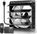 Xcity 16" Shutter Exhaust Fan with 6 ft Power Cord, AC Motor Attic Fan, Smart Speed Remote Control (32.8ft Range), Auto Temp Timer, Vent Fan for Home, Commercial, Garage, Window Ventilation