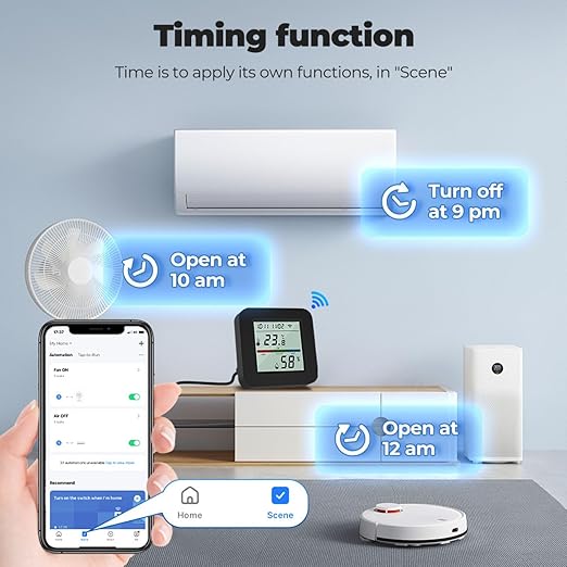 WiFi Smart IR Remote Control, 3-in-1 Smart AC Controller with Temperature Humidity Sensor n Display, Intelligent Control of T&H for Home Greenhouse Pet Garage, Compatible with Alexa (C1)