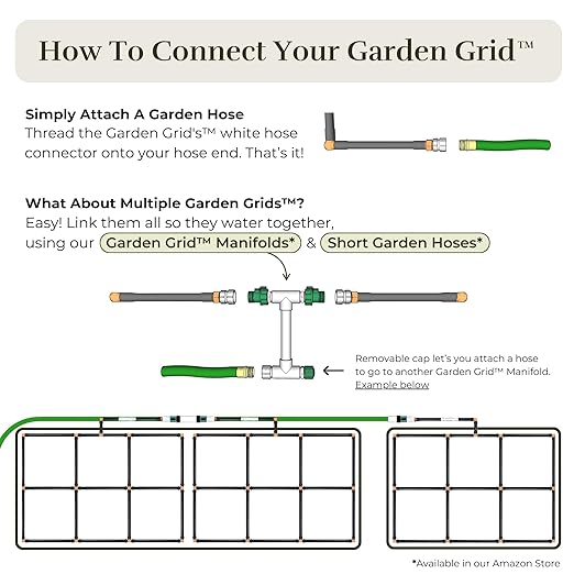 Garden Grid Watering System - 2x6 Cornerless | Raised Garden Bed Drip Irrigation System, But Better | Pre-Assembled, Waters Every Plant | Ideal for Beds w/Corner Posts or Curved Ends | 22.5"x66"