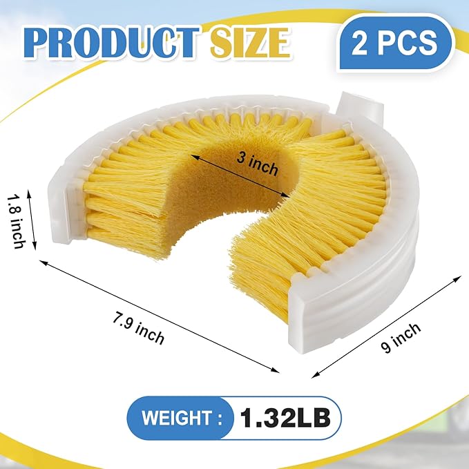 LemonRoad 2 Pcs 9'' Wash Brush for Exhaust Stack Pipes Suits 4''-6'' PVC Truck Cleaning Brush Compatible with Straight Handles/Inclined Rods for Truck Vehicle Exhaust Pipes Chimneys and Industrial
