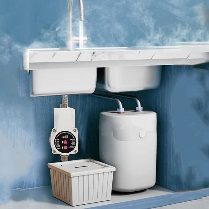 Generic Booster Pump, Brushless Motor DC Solar Powered, Boost Speed for Toilets Showers Faucets, Safe Intake Sensing, Energy Efficient, Suitable for Kitchens, Hot Systems (US Plug)