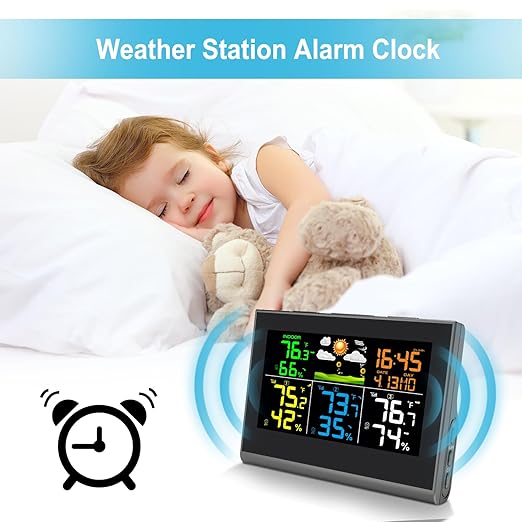 Urageuxy Weather Station Wireless Indoor Outdoor Thermometer, Digital Weather Thermometer Humidity with 3 Remote Sensors, Weather Forecast, Time, Adjustable Backlight