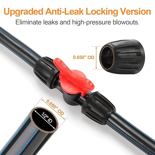 12 Pieces 1/2 Inch Drip Irrigation Valve Fittings, 1/2'' Barbed Shut Off Valve for 1/2 Inch Irrigation Tubing (1/2" ID x 0.650" OD) Anti-leak Straight Irrigation Parts for Garden System