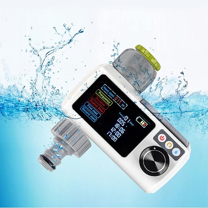 JTLB Solar Smart Water Timer, IP68 Real Time Self Inspection Solar Powered Hose Timer Automatic Drip Irrigation Kit for Outdoor Garden Lawn Irrigation System