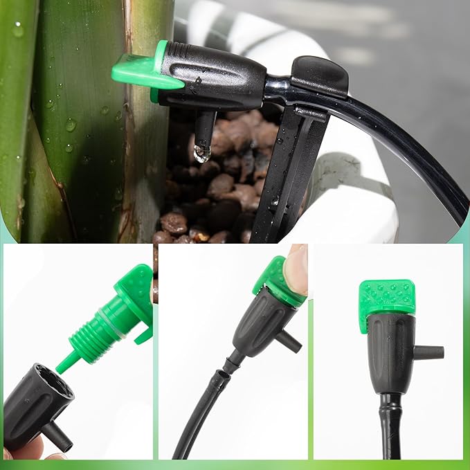50 Pcs Adjustable Water Flow Irrigation Dripper, 360 Degree Rotatable Drip Emitters Irrigation System Drippers for 1/4 Inch Tubing Watering Dripper for Garden Lawn Plants Succulents Flower Irrigation