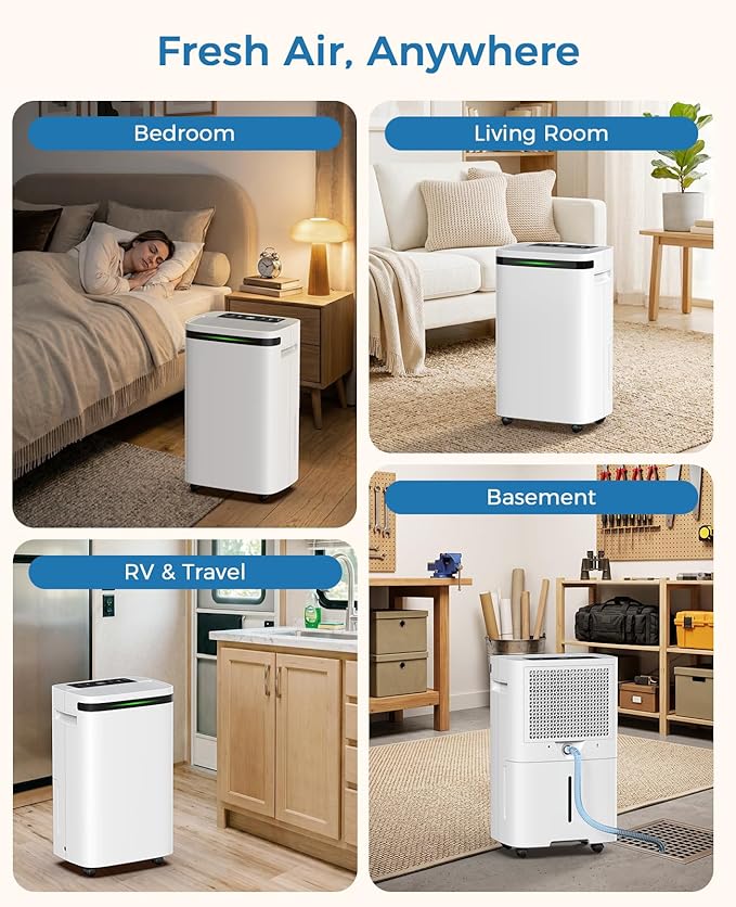 VEAGASO 4000 sq.ft Dehumidifiers for Basement, MAX 58 Pint Smart Compressor Dehumidifier with Drain Hose, Intelligent Humidistat, Dry Clothes, 24HR Timer, for Home, Large Room, Bathroom, Bedroom