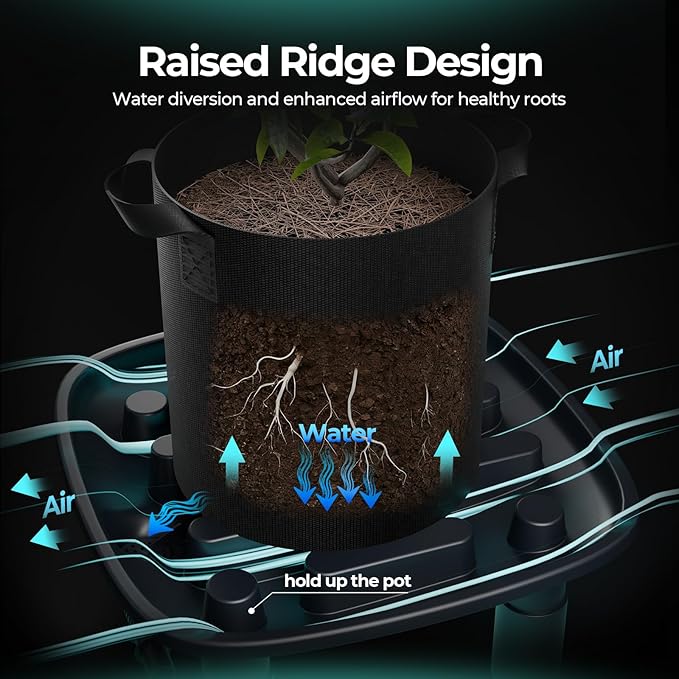 MARS HYDRO Drainage Trays 2-Pack Pot with Drainage Pipe for Grow Tents Greenhouses & Patio Plants
