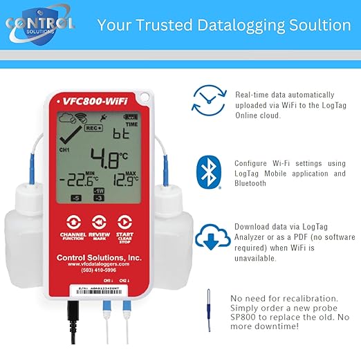 Control Solutions VFC800 Temperature Data Logger (VFC800-WiFi 10Ft Kit)