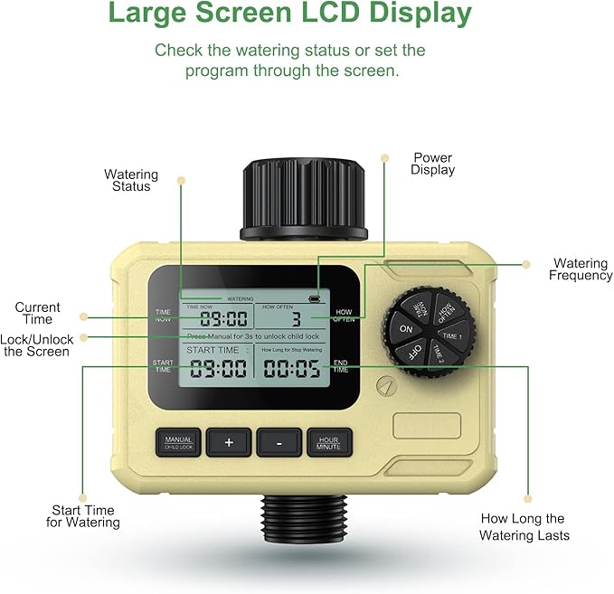 Water Timer for Garden Irrigation, Automatic Hose Timer for Outdoor Watering