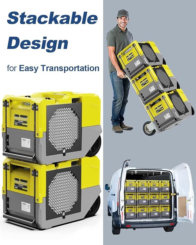 ALORAIR 264 PPD LGR Commercial Dehumidifier High Performance Industrial Dehumidifier with Pump, Compact, Portable Industrial dehumidifier for Water Damage Restoration, Yellow