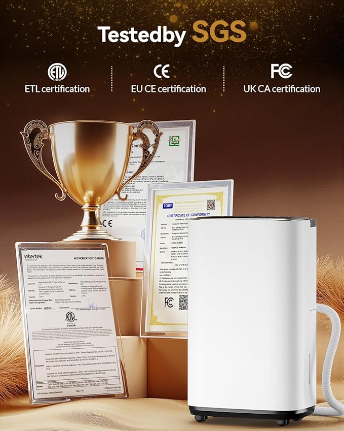 5000 Sq. Ft. Dehumidifier for Basement, 50 Pint Quiet Dehumidifiers for Home with Drain Hose, Smart Humidity Control, 24H Timer & Child Lock, Ideal for Large Rooms, Bathroom, Bedroom, Garage