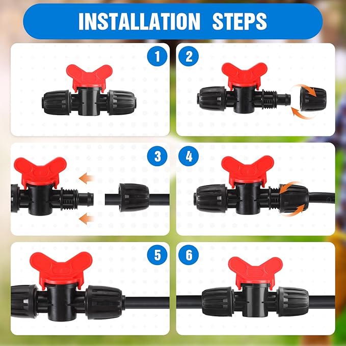 Glooglitter 30 Pcs Drip Irrigation Fittings Switch Valve 1/2 Inch Barbed Locking Fitting Gate Valves for 1/2 Inch Drip Tubing(1/2 ID X. 6-. 63 OD) 16mm Drip Irrigation Switch Valve for Garden