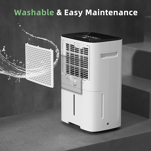 HOGARLABS Smart Dehumidifiers for Home and Basements, with 3 Working Modes, Overflow Protection, Dehumidifier with Drain Hose and Digital Control Panel. (50 Pints for basement)