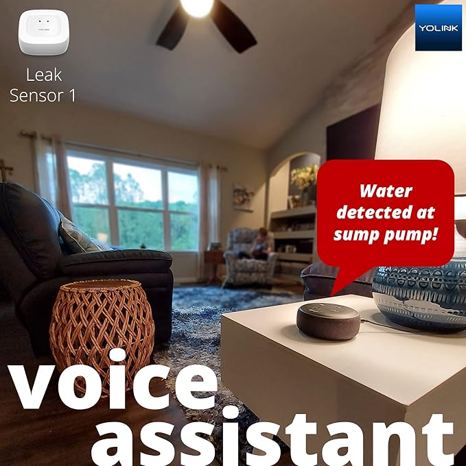 YoLink Smart Home Starter Kit: Hub & Water Leak Sensor 1, LoRa Up to 1/4 Mile Open-Air Range, SMS/Text, Email & Push Notifications, w/Alexa, IFTTT, Home Assistant