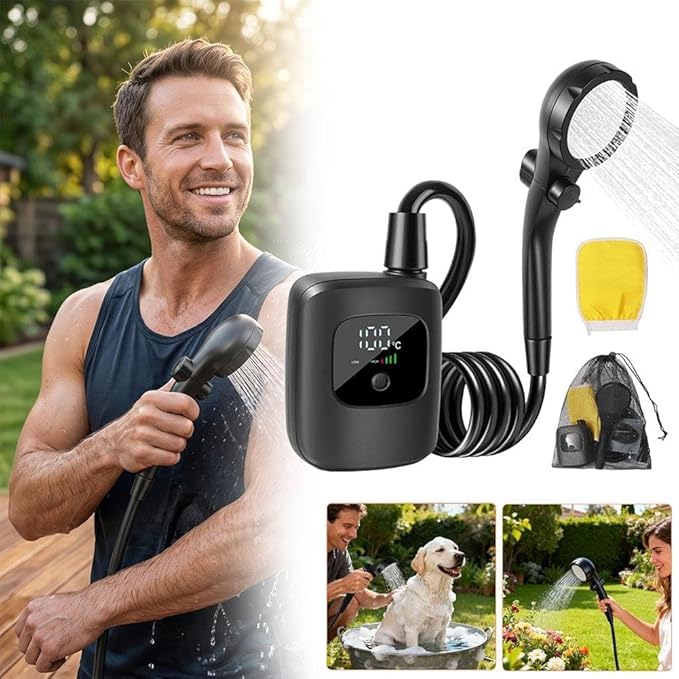 Smart Portable Shower Pump, Rechargeable Shower Pump with High Pressure & 4 Spray Modes,Electric Camping Shower for Outdoor, Pet Bathing & Car Washing,4 Mode