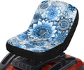Blue Bright Boho Flower Universal Riding Lawn Mower Seat Cover, Waterproof Seat Protector Cover Fits Tractor Seat Backrests Without Armrests