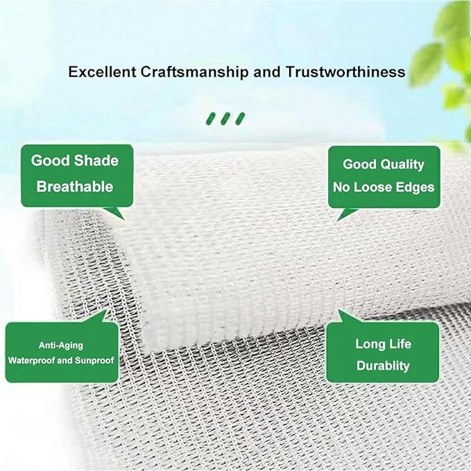 30% Sunblock Shade Cloth Garden Shade Mesh Tarp with Eyelets and Ropes UV Resistant Sunblock Shade Cloth for Garden, Pergola, Patio Plants, Greenhouse，Outdoor(2x2.0m/6.6x6.6ft)