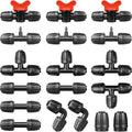 Gardrip Drip Irrigation Fittings Kit for 1/2 Inch Tubing：1/2'' Drip Line Anti-Drop Barbed Locked Nut Connectors 18 Pieces Set Include 4 Couplings 4 Tees 2 Elbows 3 Valves 3 Reducing Tee 2 Plugs