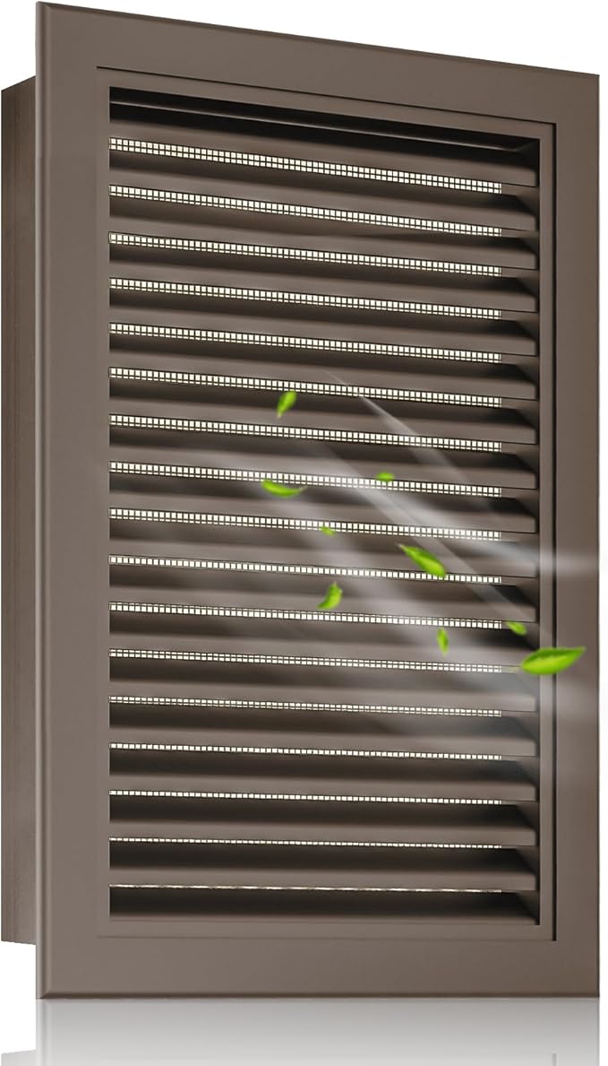 12" X 18" Gable Vent - Premium Aluminum, Sturdy & Stylish Shed Vents with Screen, Effectively Removing Humidity - Ideal for Houses, Attics, Doors, and Walls, Vent Opening: 10" x 16" (Brown)