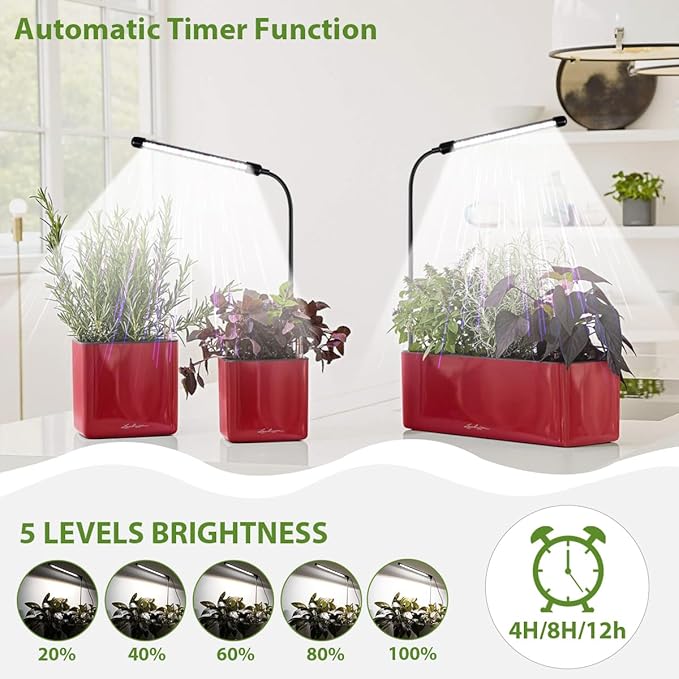 Grow Light 2 Pack, 6000K Full Spectrum Gooseneck Growing Lamp for Indoor Bonsai Pot Succulents Micro Greens Mini Plants, Dimmable & Auto Timer 4 8 12H