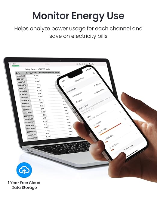 SwitchBot Matte Relay Switch 1PM, WiFi Switch Compatible with Alexa/Apple Home/Google Home, Power-Measuring Relay Switch Module with Integrated Bluetooth Repeater, Bluetooth & Wi-Fi 2.4 GHz, 16 A