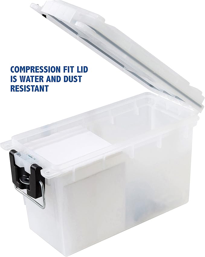 Sheffield 12635 Ammo Storage Box, Stackable .30 Cal Field Boxes, Water and Dust Resistant, Lockable Storage Box with Handle, Secures Hunting Gear, Supplies, and Bullets, Made in USA, Frost, 1-Pack