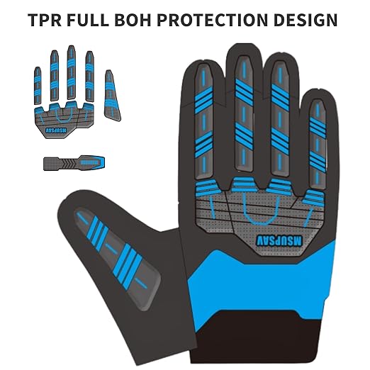 All-purpose Work Gloves for Men,Safety Impact Protection Mechanics Working Glove with Touch Screen,Medium,Blue+Black