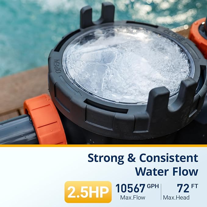 2.5HP Variable Speed Pool Pump, 220V-240V, 10567GPH, Inground Pool Pump, High Flow Energy-Efficient Self Priming Above Ground Swimming Pool Pumps with Filter Basket