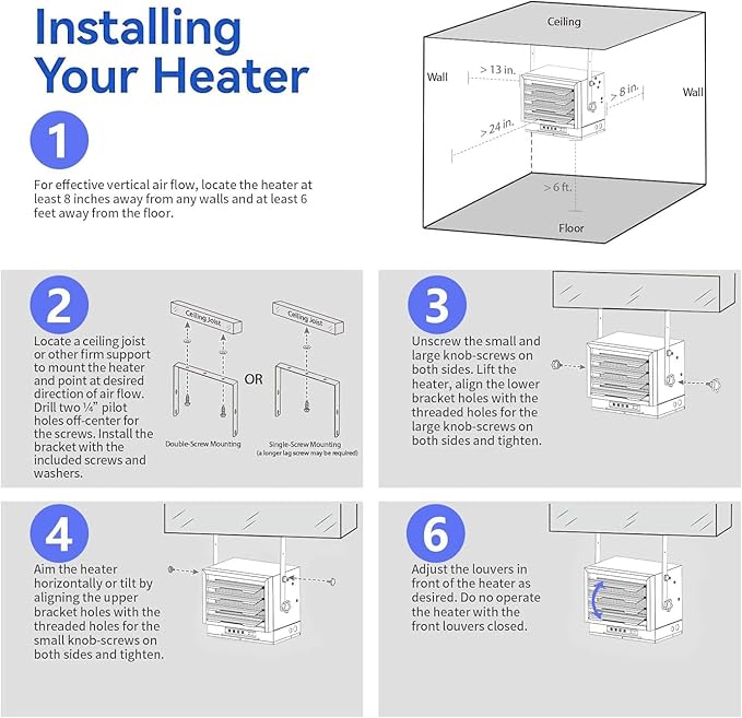 INNOVATIVE LIFE 7500W Electric Garage Heater 240V with Thermostat and Timer, Efficient Fan-Forced Shop Heater with Safety Overheat Protection and Full-Function Remote, Hardwired(NO PLUG)
