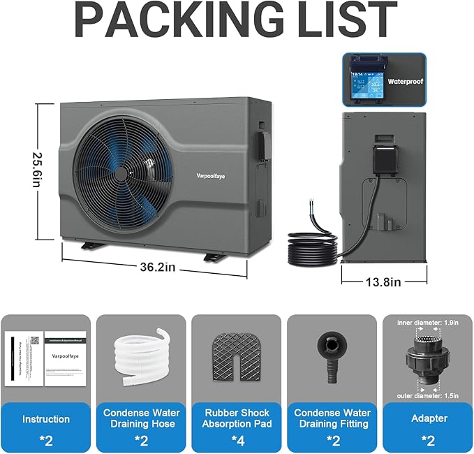 65000 BTU Inverter Electric Pool Heat Pump For Above Ground Pool Heater 21000 Gallons 220v 240v Wifi Control Spa