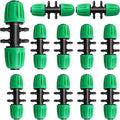 Gardrip Barbed Tee 1/2 Inch to 1/4 Inch Irrigation Tubing: Locked Barbed Reducing Tee 6-Way Adapter Anti-Drop Irrigation Fittings for Splitting 1/2" to 1/4" Drip Line System Parts (12 Pack)