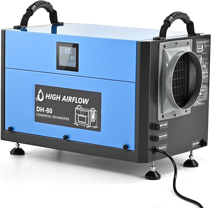 EUHOMY 7000 Sq.Ft Dehumidifier for Basement & Crawl Space, 160 Pint High Capacity Commercial Dehumidifier with Drain Hose, Auto Dehumidification, Timer Function