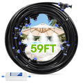 RAINPOINT Misters for Outside Patio - Upgraded 59FT(18M) Misting System Kit with Water Filter for Cooling Outdoor, 59FT Misting Line + 17 Mist Nozzles for Backyard Garden Porch Deck Greenhouse