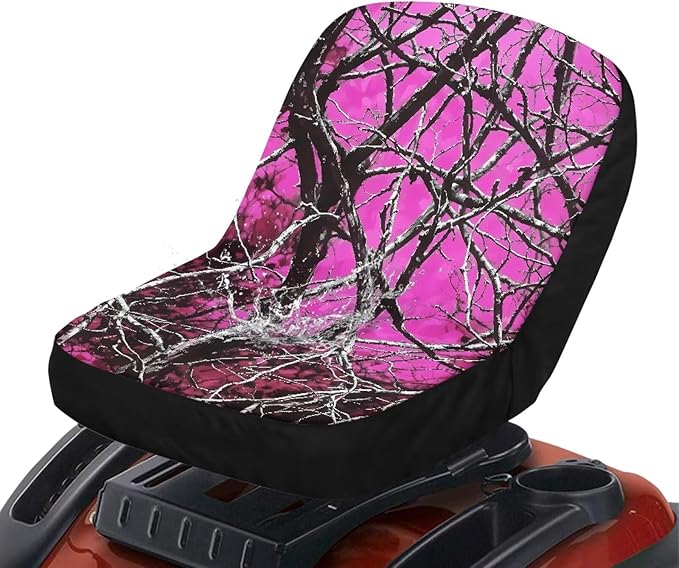 Waterproof Cover for Riding Lawn Mower Seat,Purple Hunting Universal Tractor Outdoor Seat Cover with Pockets, Seat Cover for All Weather Conditions