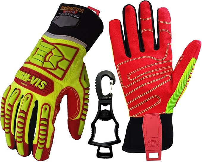 Seibertron High-Vis Series Cut Resistant Reducing Anti-Impact Mechanics Heavy Duty Safety Rescue Oil and Gas Gloves