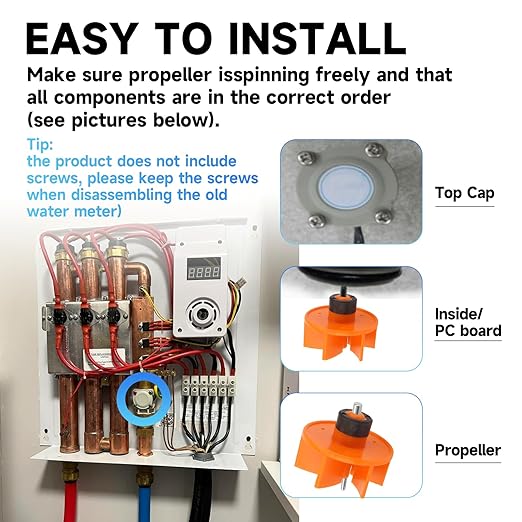 FSA NFSML Flow Sensor Assembly for EcoSmart Eco 8 & 11 Electric Tankless Water Heaters, Water Flow Meter Replacement for Eco Smart Water Heating Accessories Part