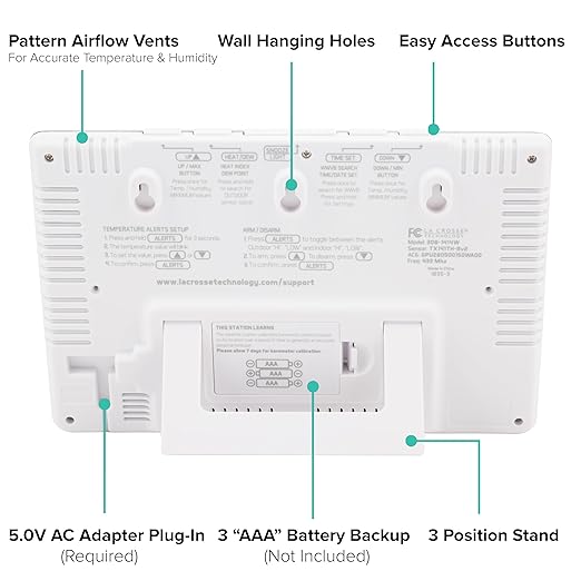 La Crosse Technology Wireless Atomic Digital Color Forecast Station with Alerts, White (308-1414W)