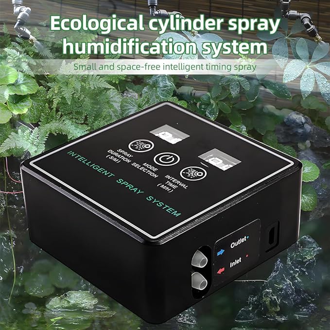 Reptile Sprayer Smart Spray System Touch Screen Controller Reptile Mister with Automatic Timer Low Noise 360 Degree Adjustable Mist Nozzle for Terrarium Amphibian Lizard Snake Frog Plants