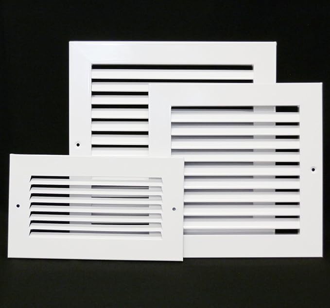 HVAC Premium 8"w X 4"h 1-Way Air Vent Adjustable Aluminum Curved Blades Integral Multi-Shutter Damper HVAC Diffuser [Outer Dimensions: 9.75"W X 5.75"H]