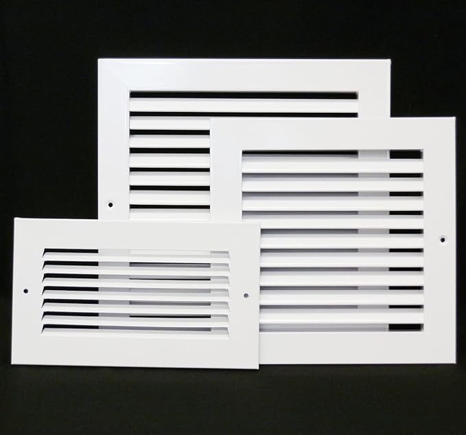 HVAC Premium 6"w X 6"h 1-Way Air Vent Adjustable Aluminum Curved Blades Integral Multi-Shutter Damper HVAC Diffuser [Outer Dimensions: 7.75"W X 7.75"H]
