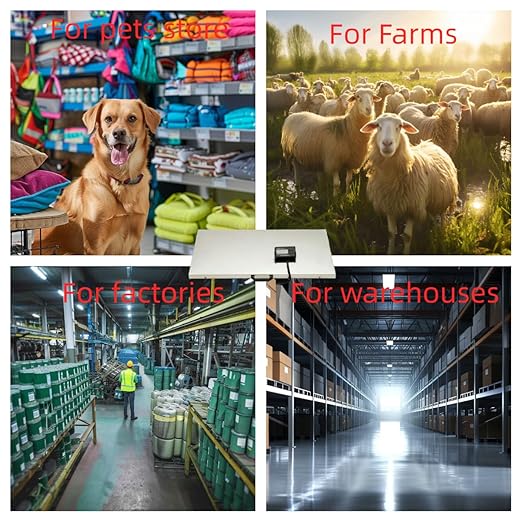 New Model 1100LB(500 KG *0.1 KG) Large Platform 41 inch Postal Digital Shipping Livestock Scale Pets Scale Small Cow or Pig Scale Animal Scale Dog Scale with Both Plug and Battery