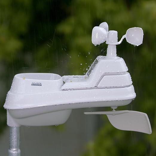 AcuRite Iris Weather Station with Rain Gauge and Wind Speed/Direction, Indoor Outdoor Thermometer Wireless Outdoor Sensor for Temperature and Humidity, and HD Display with Built-In Barometer (01535M)