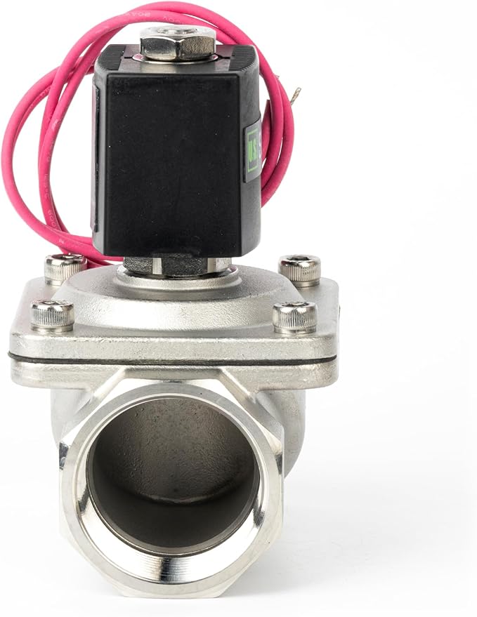 U.S. Solid 1-1/4" Stainless Steel Solenoid Valve - 110V AC Normally Closed Electric Solenoid Valve with Viton Seal, Lead Wire Type