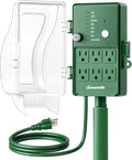 DEWENWILS Outdoor Power Stake Timer, Waterproof Dusk to Dawn Timer with 6 Grounded Outlets, 6FT Extension Cord, 1800W/15A Heavy Duty Outlet for Lights, Yard, Garden, ETL Listed