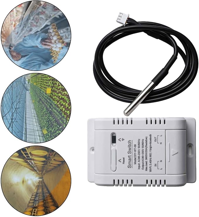Temperature and Humidity Smart Switch for eWeLink - 20A Load Capacity (3800W), ABS Housing, -20°C to 80°C Operating Range, Scheduling & Data Logging (A)