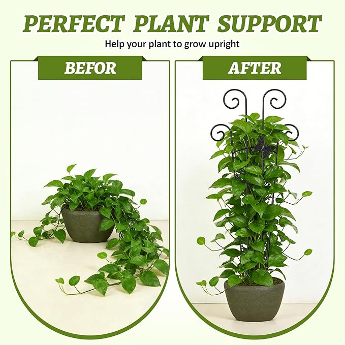 Plant Trellis 4 Pack Plant Trellis Indoor 29.96 in Expandable Metal Garden Trellis for Climbing Plants Sturdy Houseplant Support for Potted Plants with Ties Support for Ivy Pothos Hoya